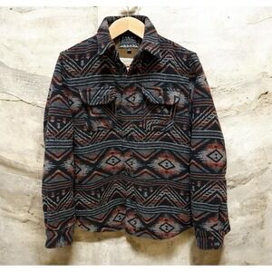 Jachs New York Wool Blend Sherpa Western Aztec Print Jacket Button Up Medium